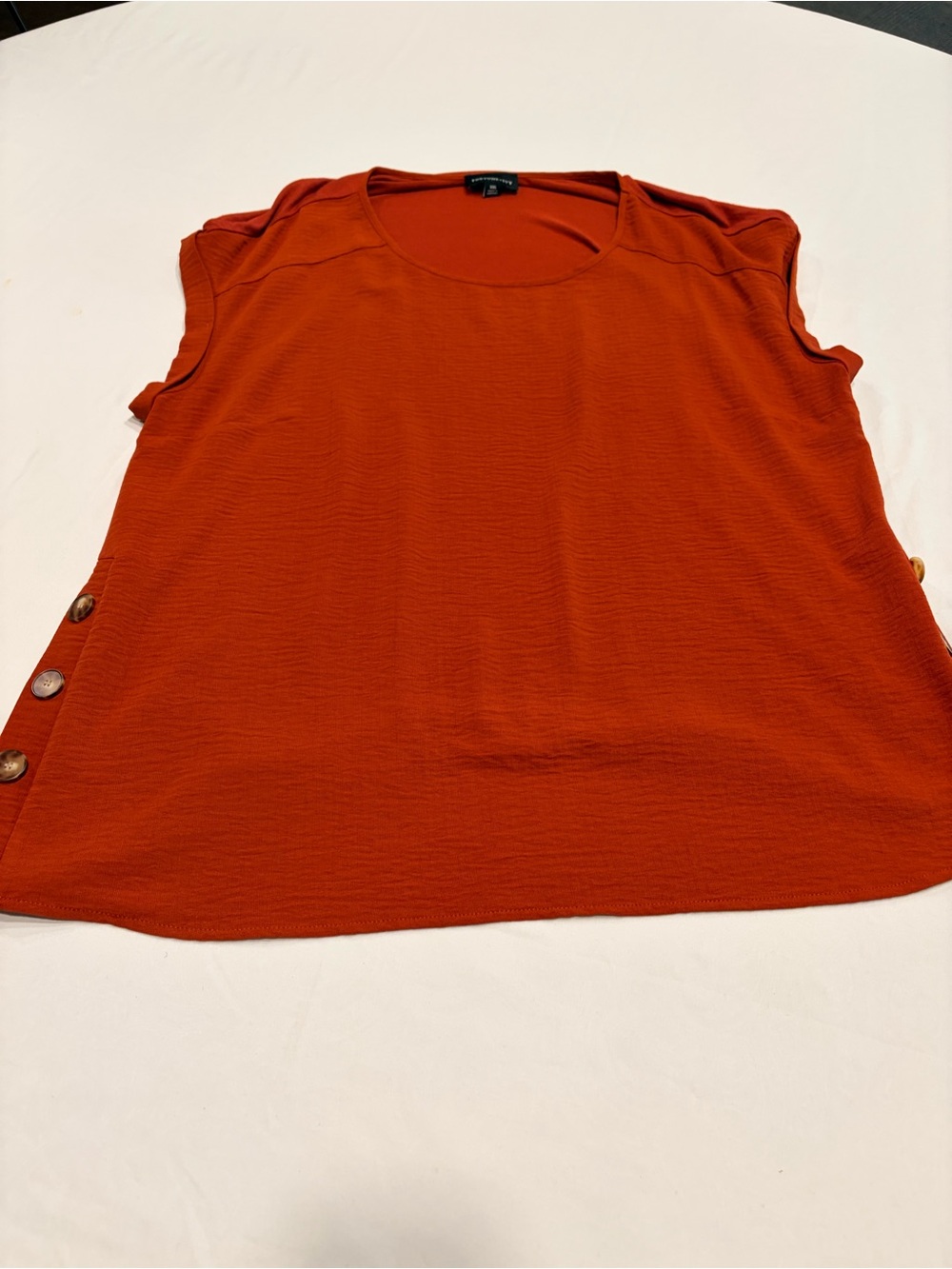 Fortune + Ivy Burnt Orange Mixed Media Tulsa Blouse XXL